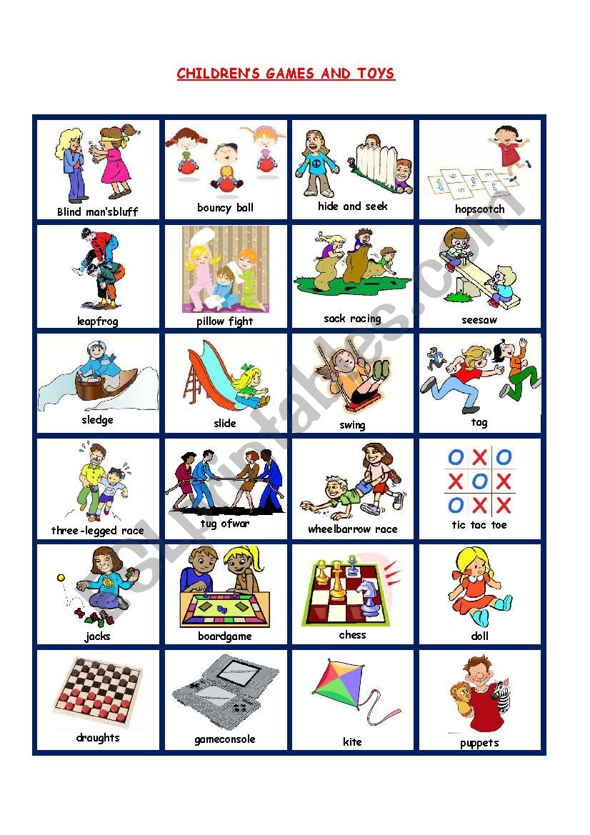 CHILDRENS GAMES AND TOYS worksheet