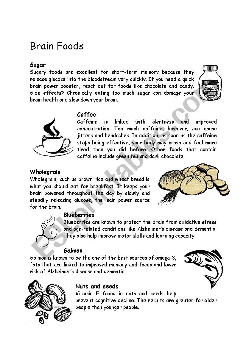 Debate_Brain Foods worksheet