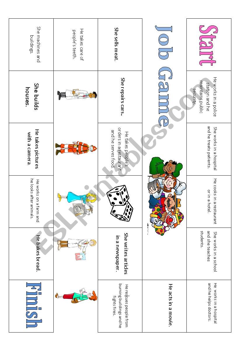 Jobs Boardgame worksheet