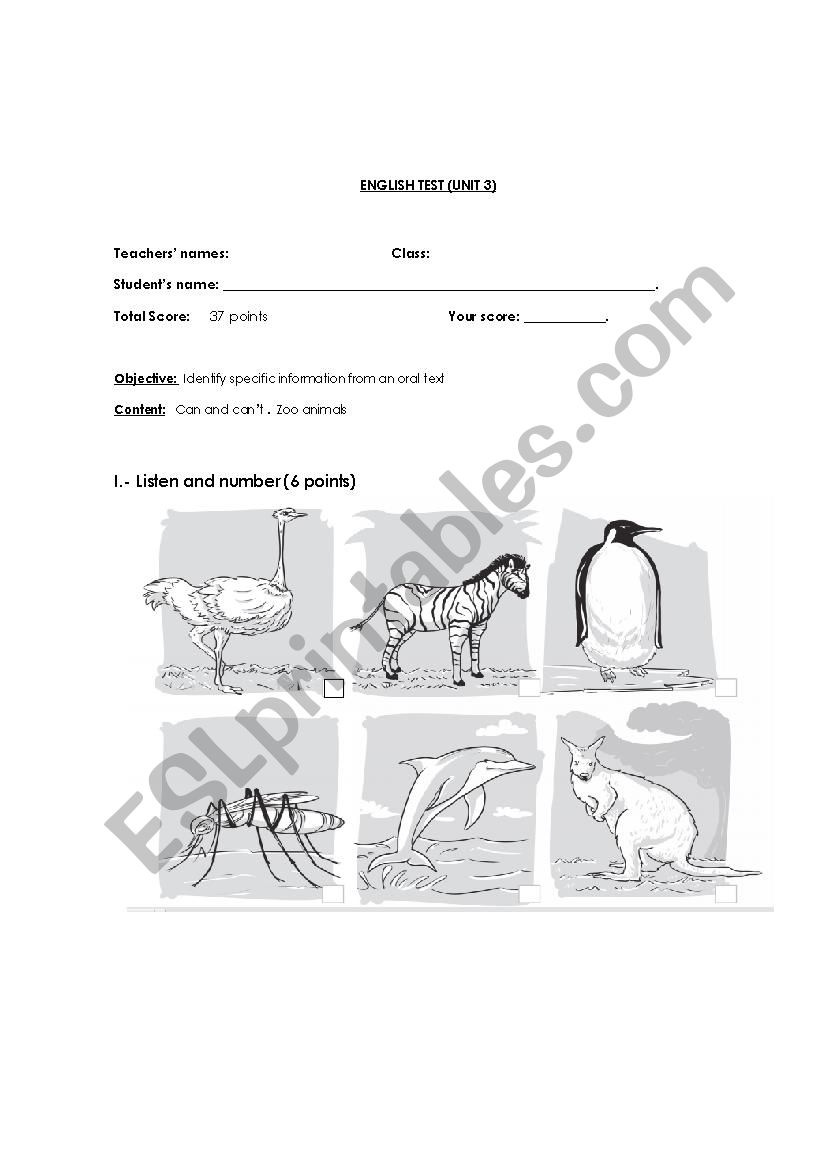 Animals Zoo worksheet