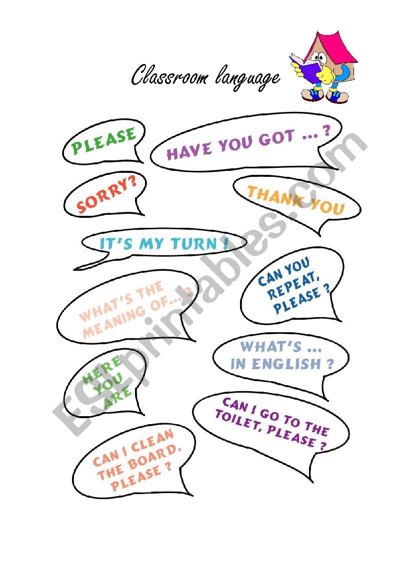 Classroom language worksheet