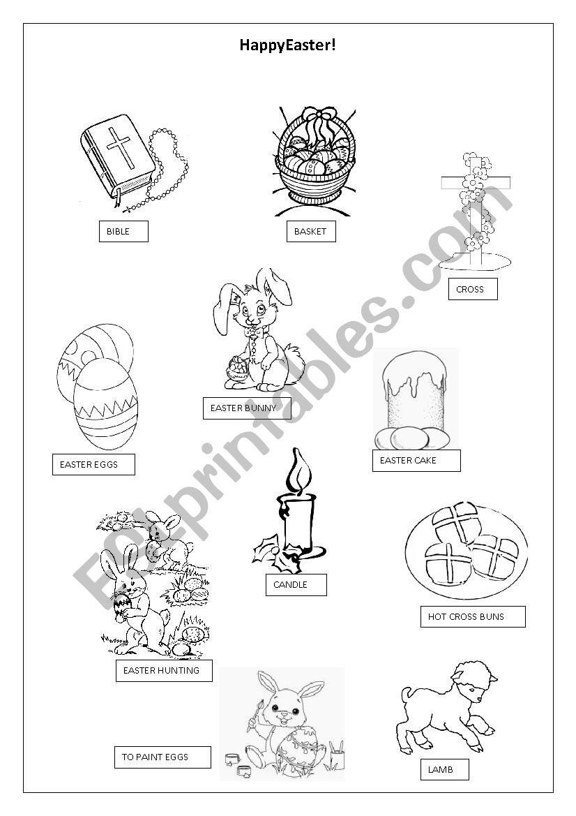 Easter Simple Pictionary worksheet