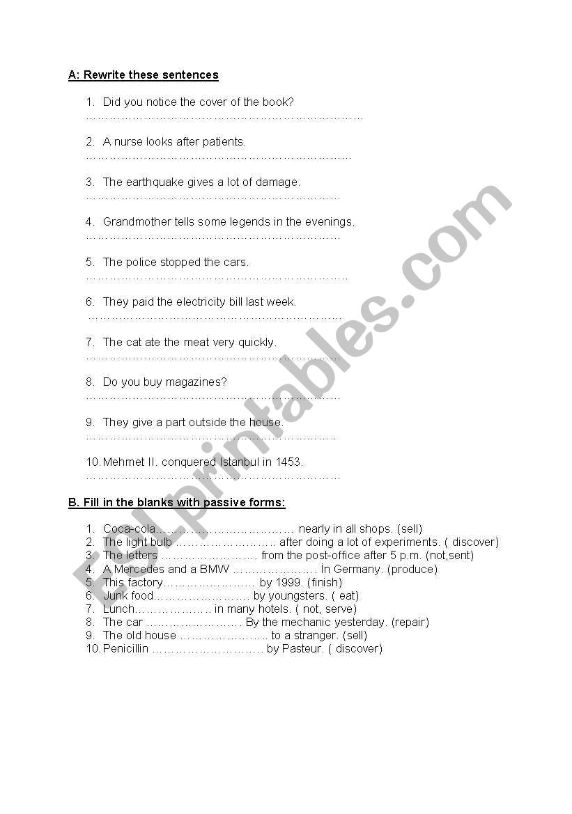  Passive voice exercises ( present simple & past simple)