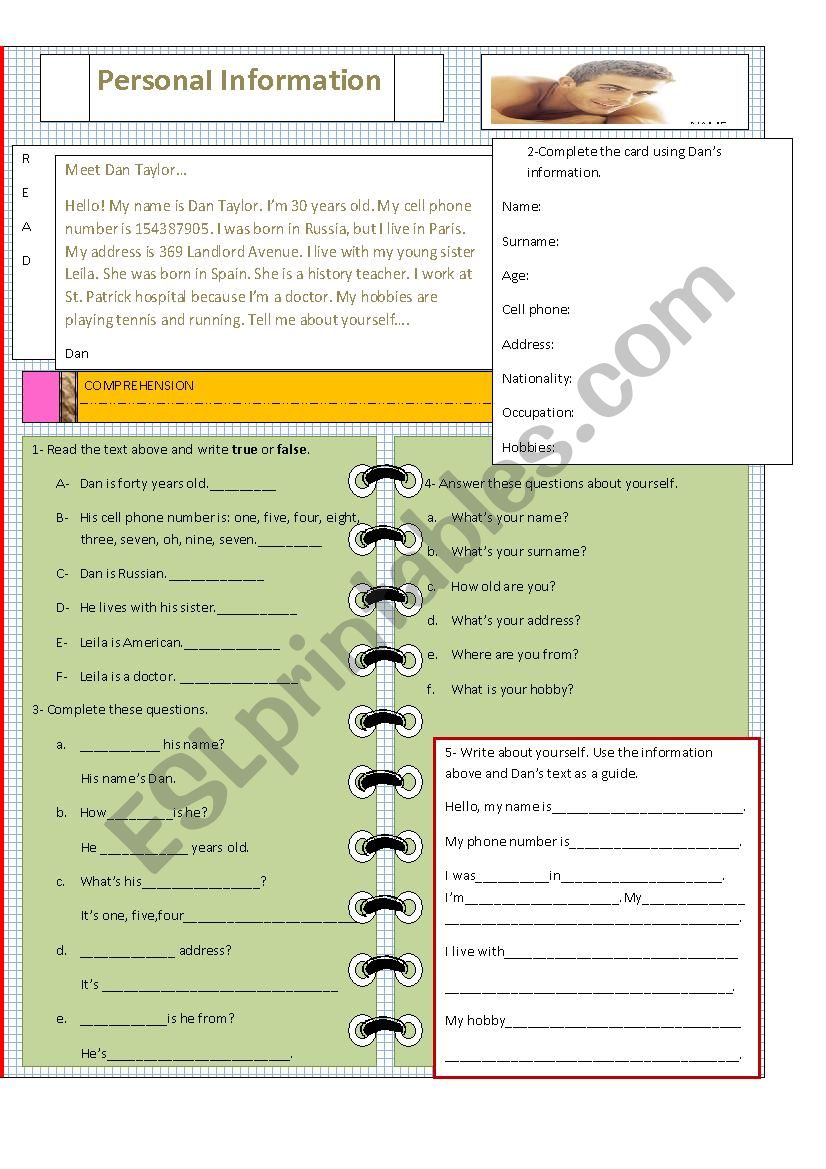 Personal Information worksheet