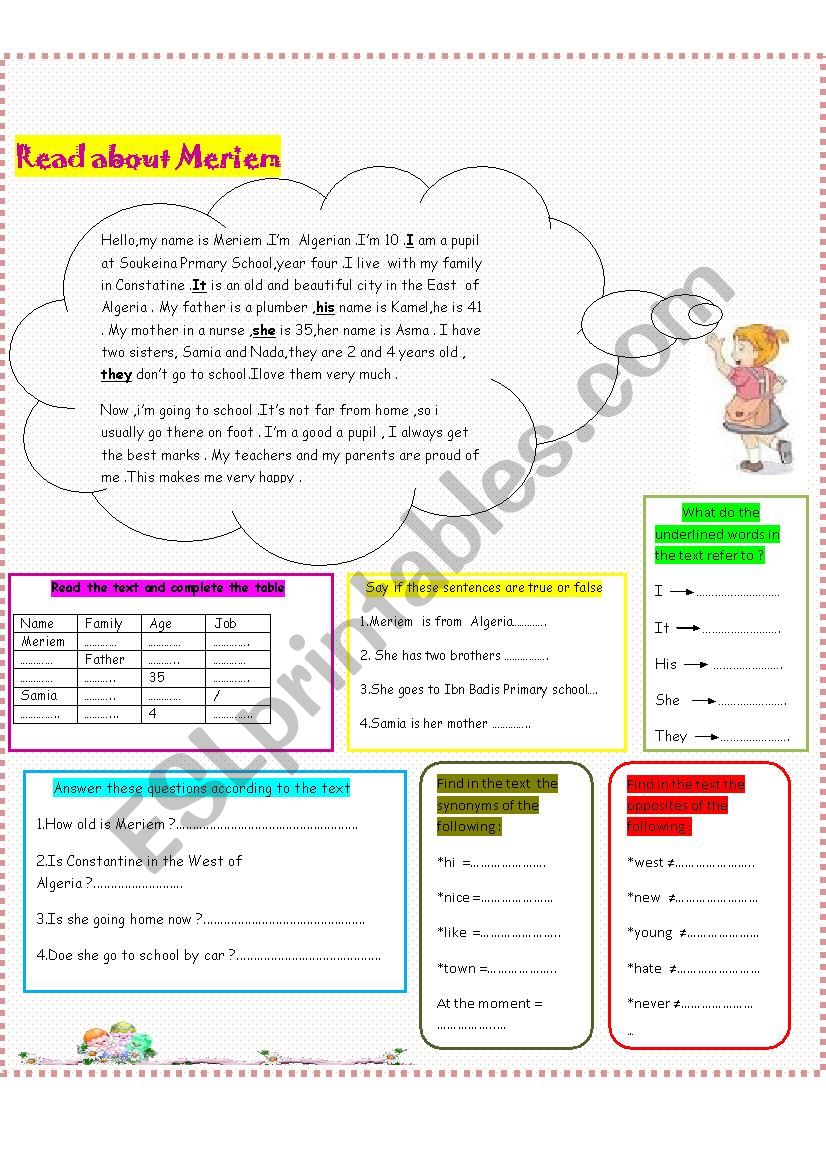 Read about mariem  worksheet