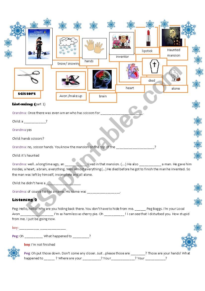 Edward Sicissorhands part 1 worksheet