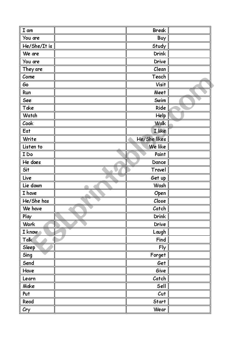 Everyday Verbs - English as a second language