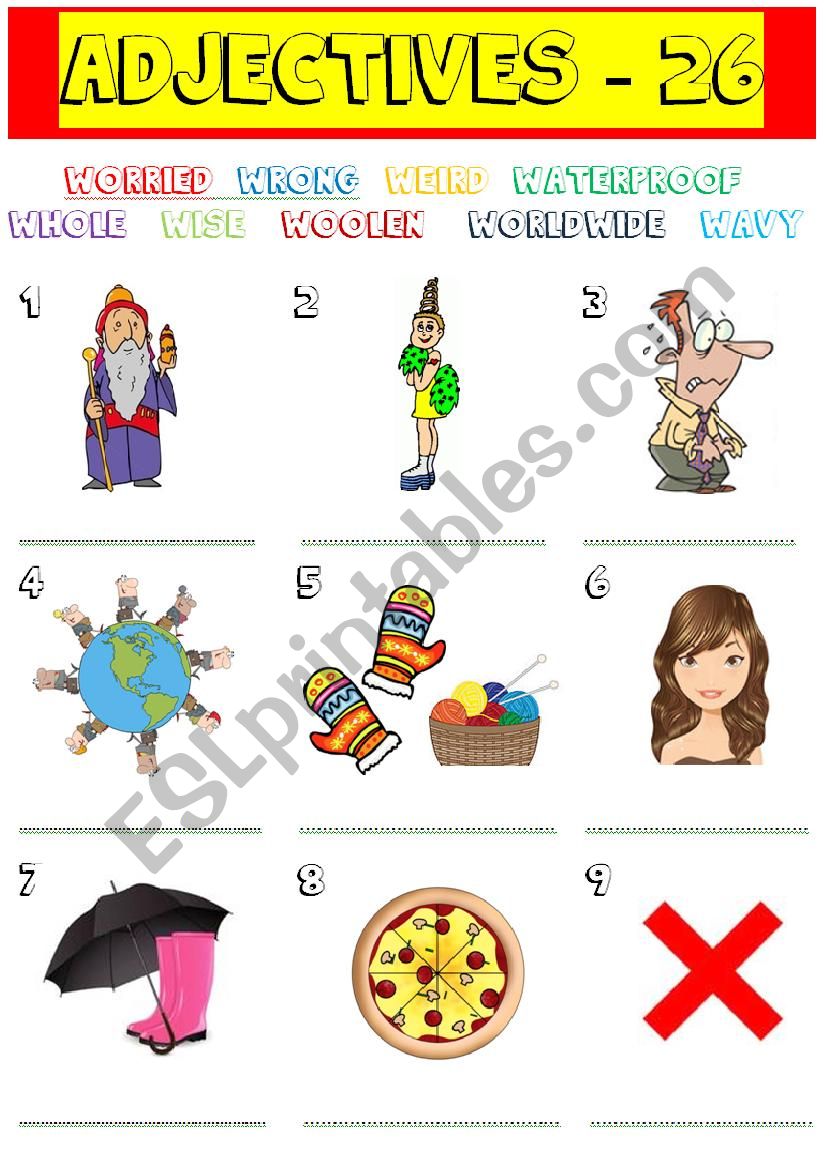 adjectives - 26 worksheet