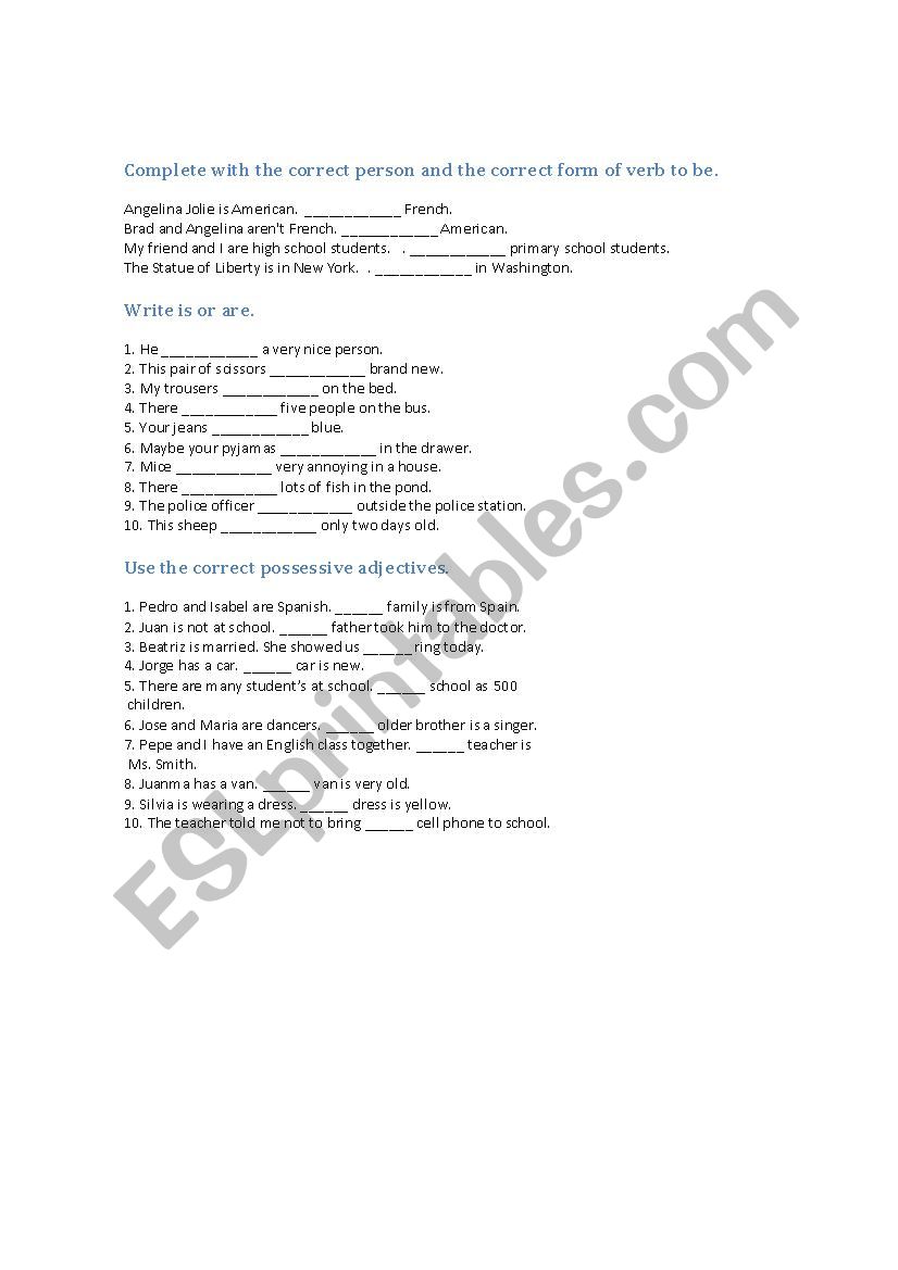Starter worksheet