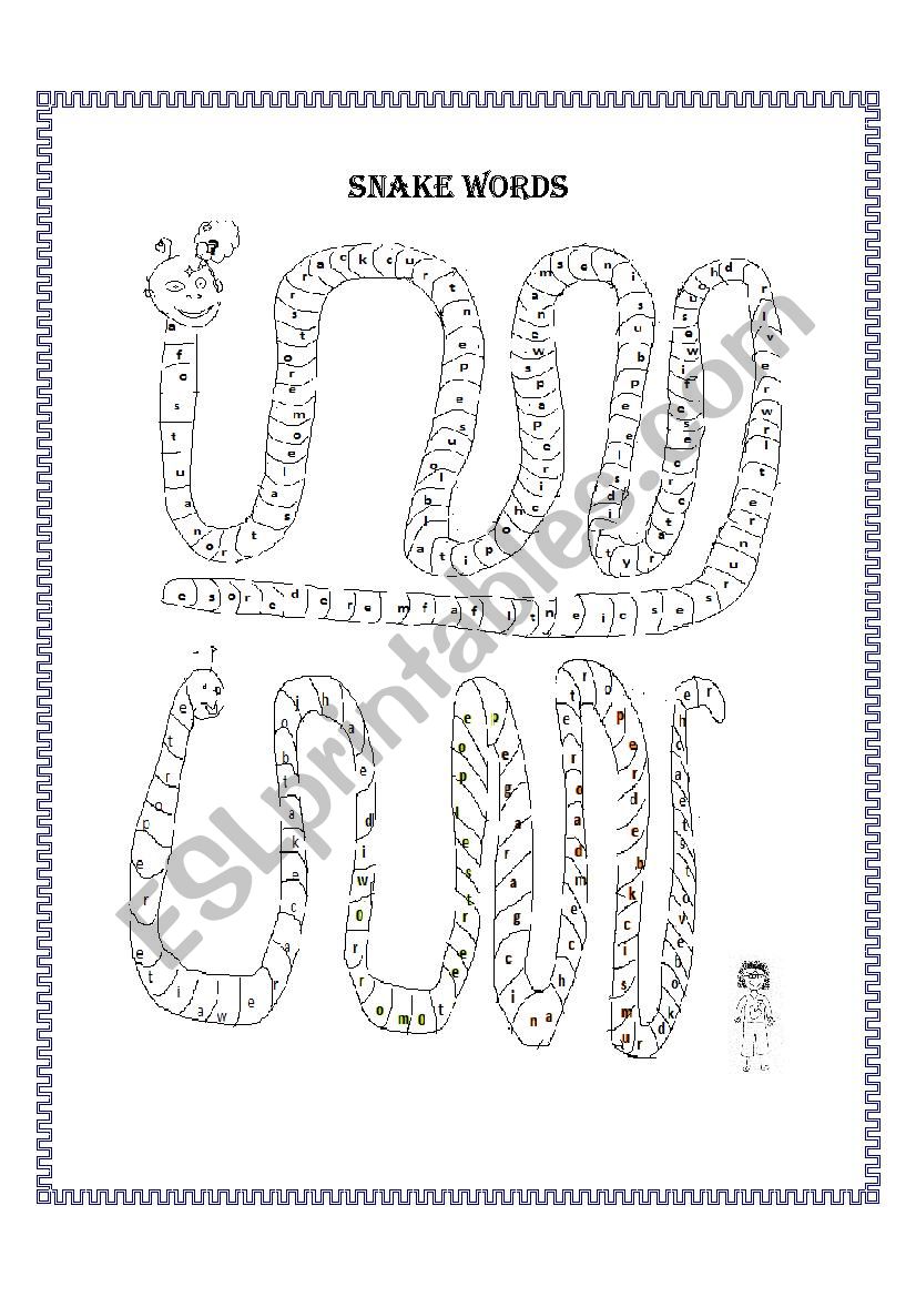 snakewords worksheet