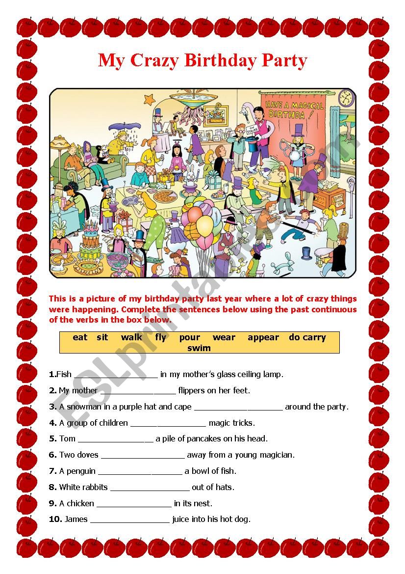 My Crazy Birthday Party worksheet