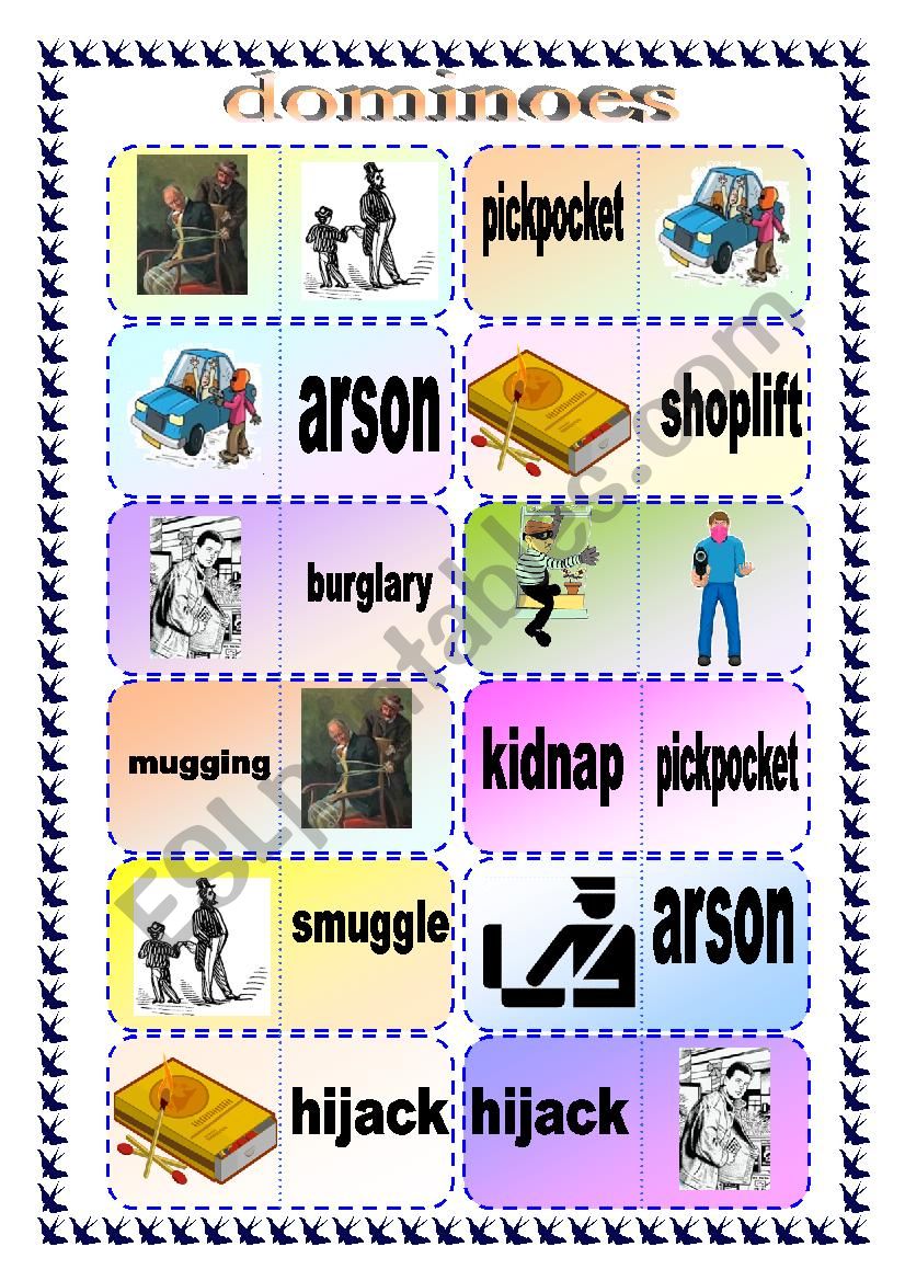 Crime Domino Game worksheet