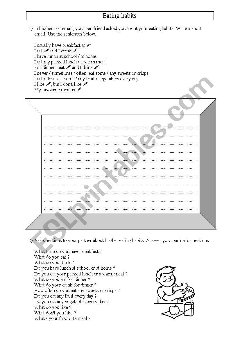 Eating habits worksheet