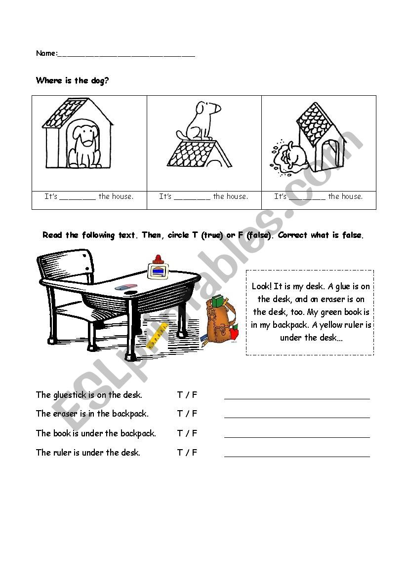 prepositions revision in- on -under