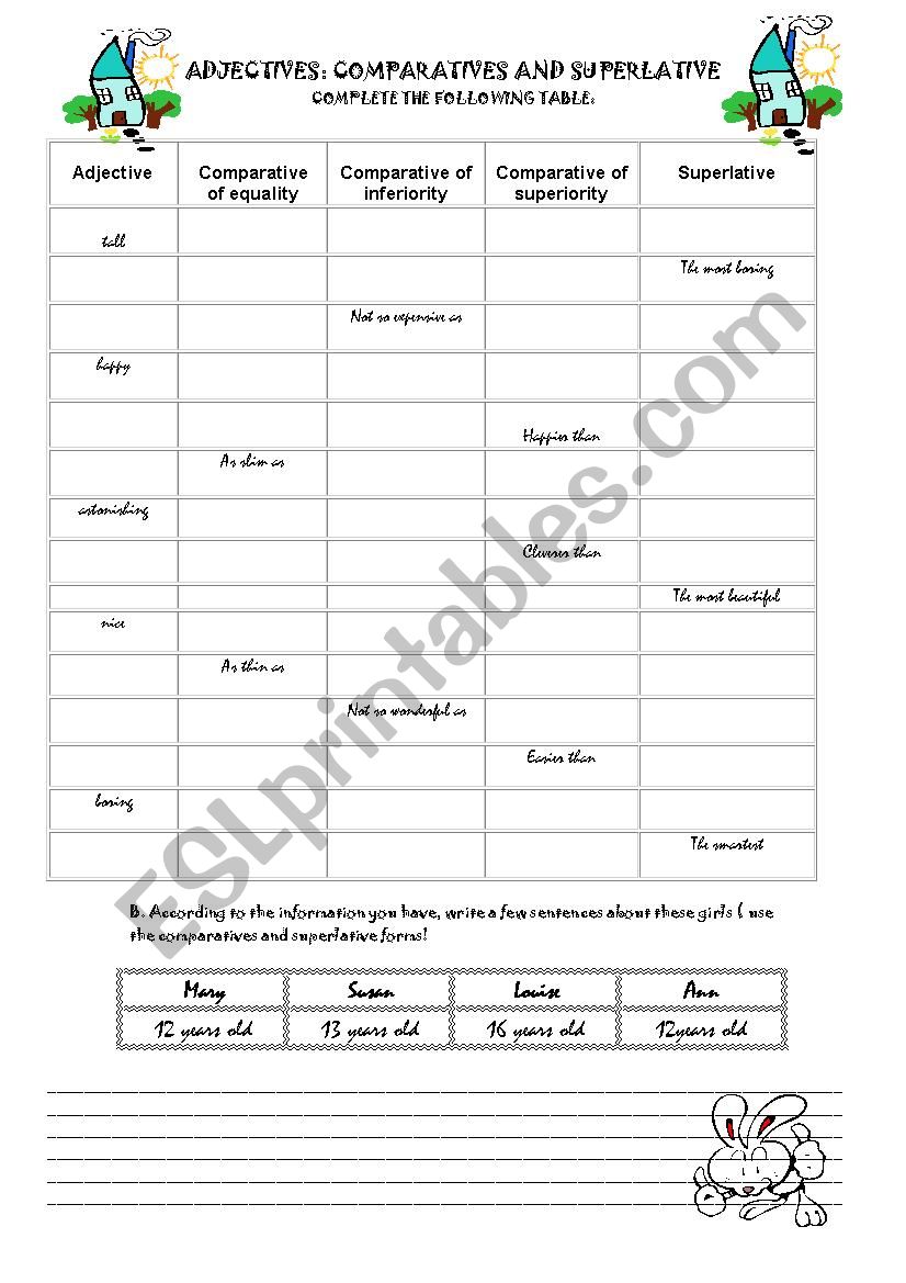 adjectives  worksheet