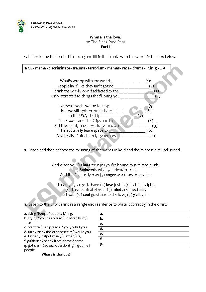 Where Is The Love P1- Black Eyed Peas