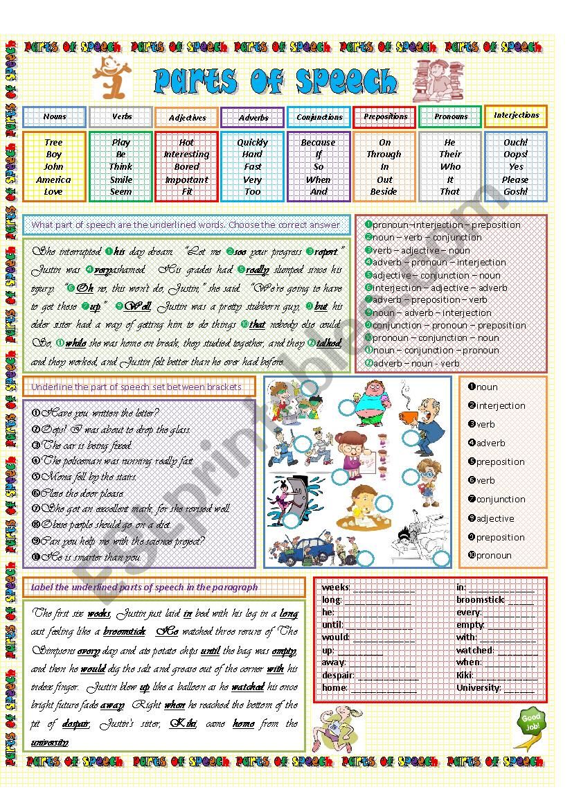 Parts of Speech worksheet