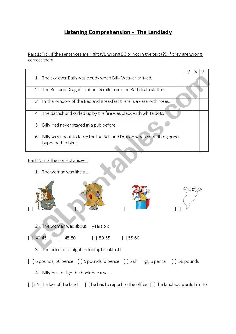 The Landlady - Listening Comprehension