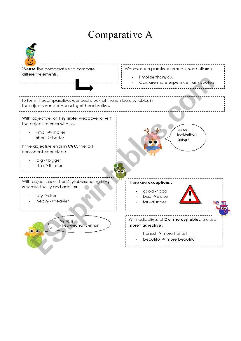 Comparison of adjectives A worksheet