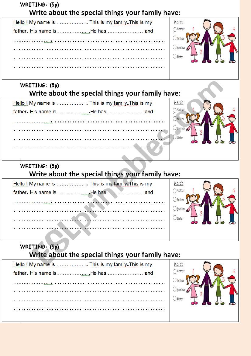 describe your family worksheet