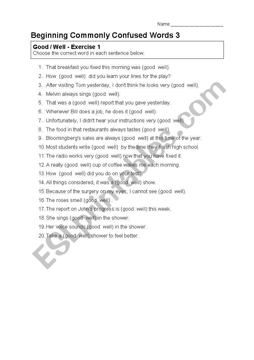 Beginning Commonly Confused Words - ESL worksheet by jo22nshih Throughout Commonly Confused Words Worksheet