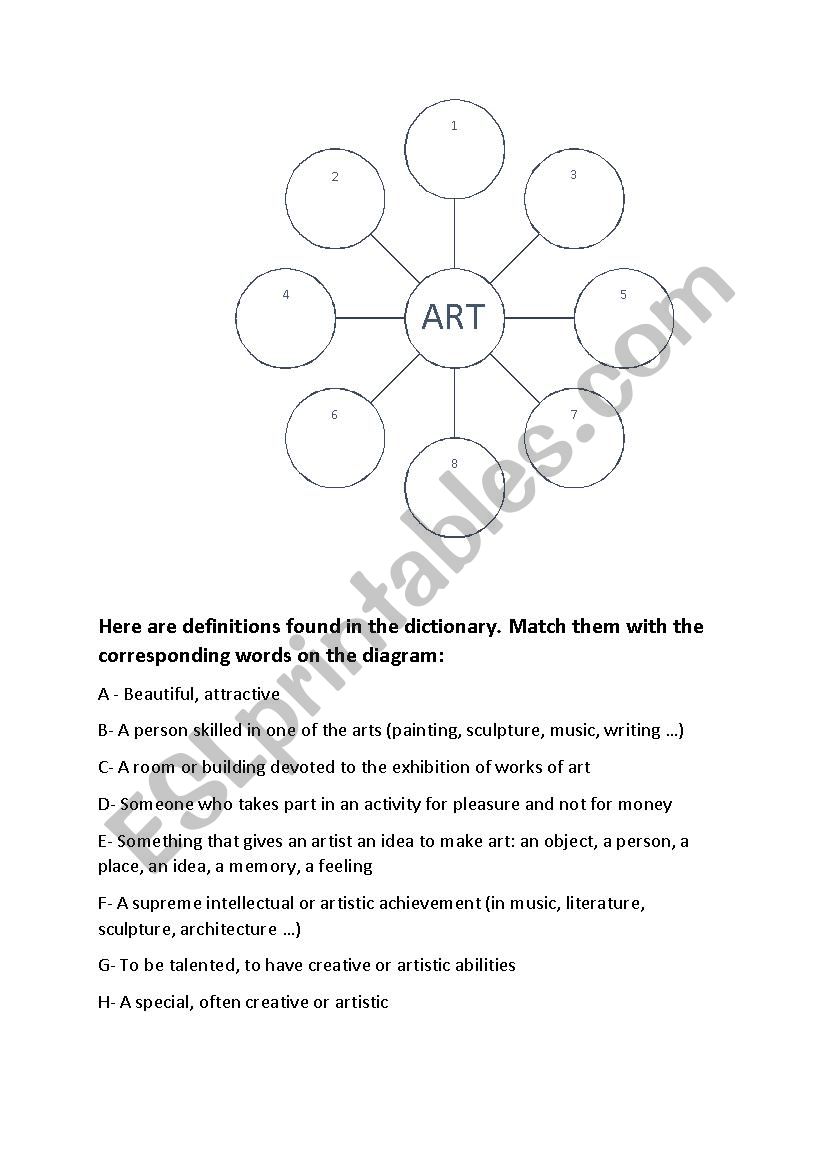 Art and definitions worksheet