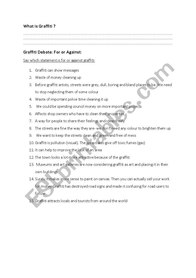 What is Graffiti? worksheet