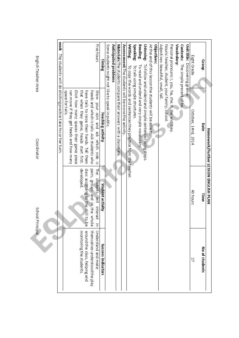  format of lesson plan  worksheet