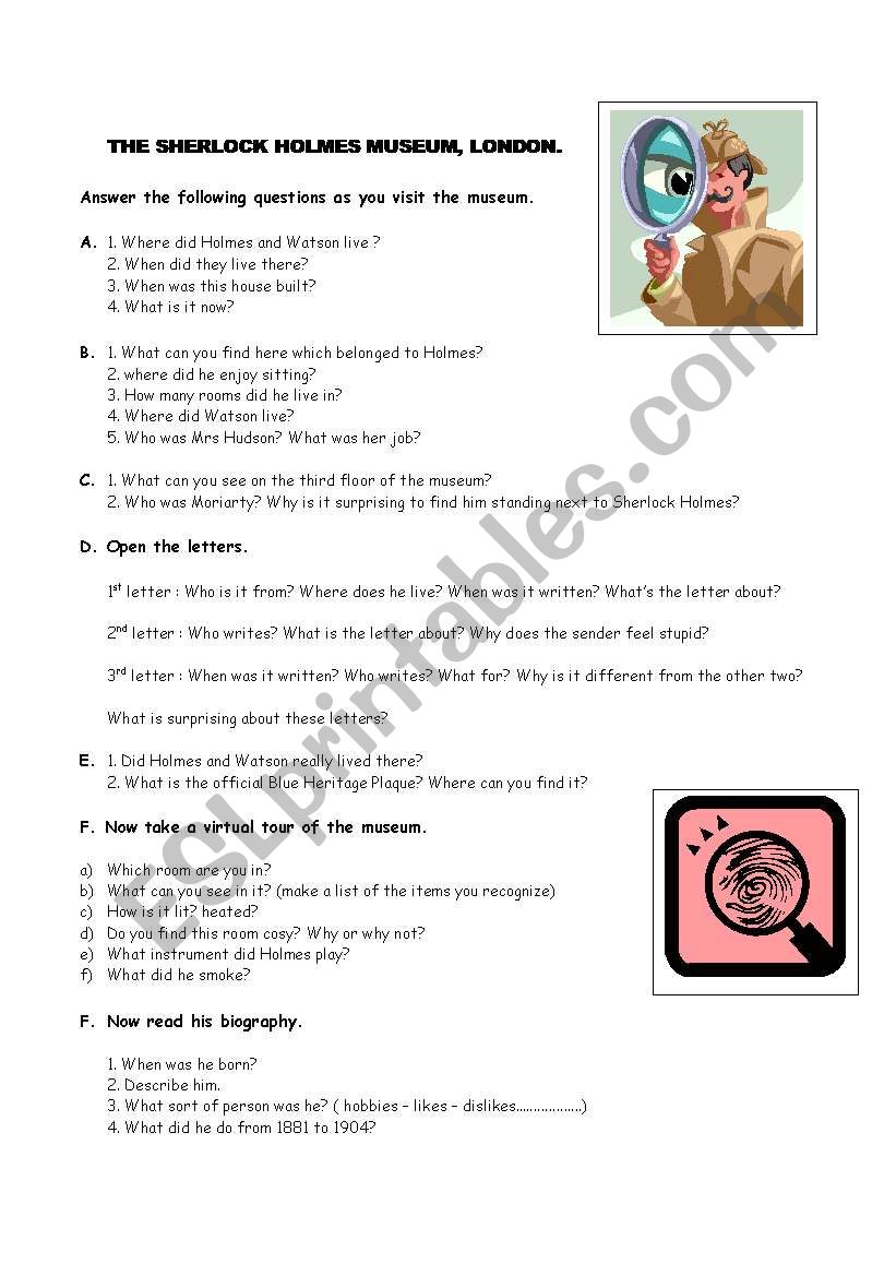 Holmes Museum London worksheet