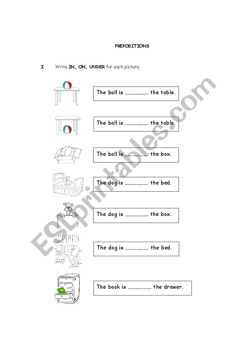 Prepositions worksheet
