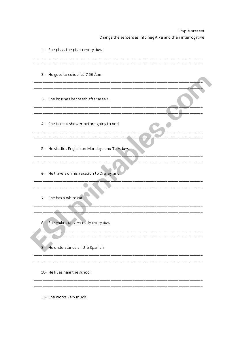 Simple present worksheet