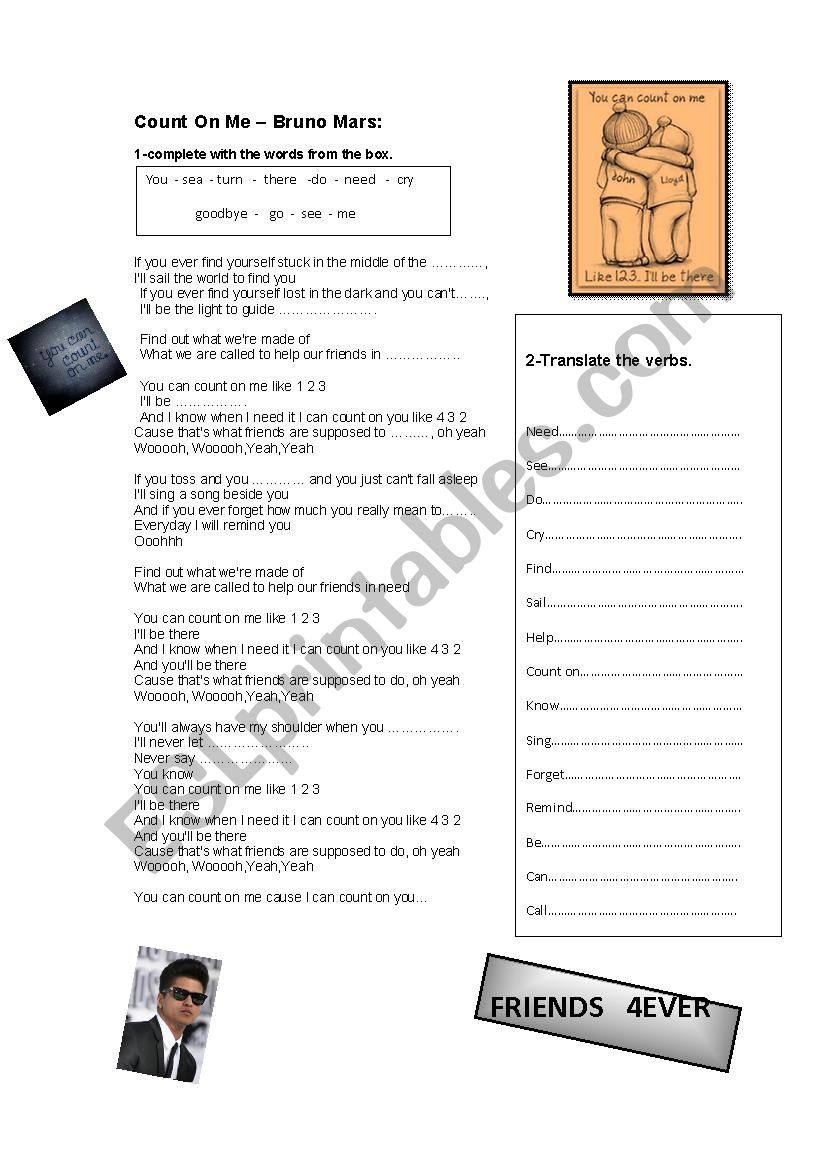 count on me worksheet