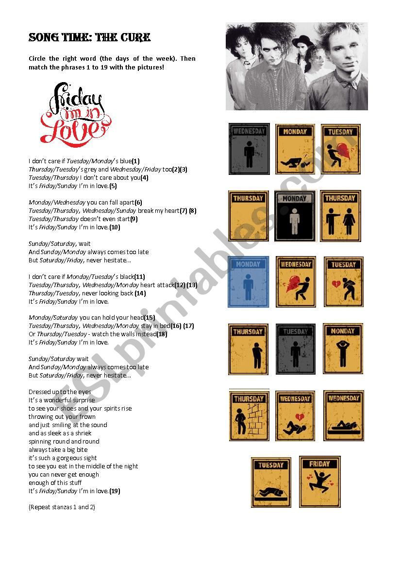 Friday, I´m in love worksheet