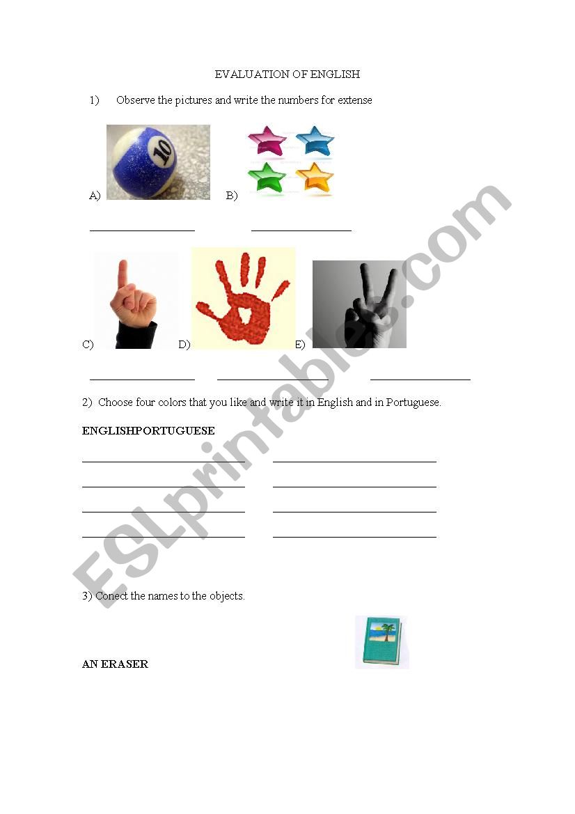 EXAME FOR CHILDREN  worksheet