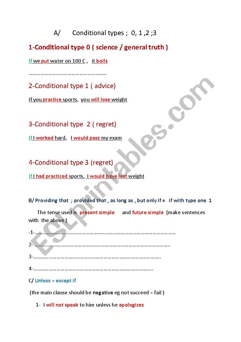 conditional  worksheet