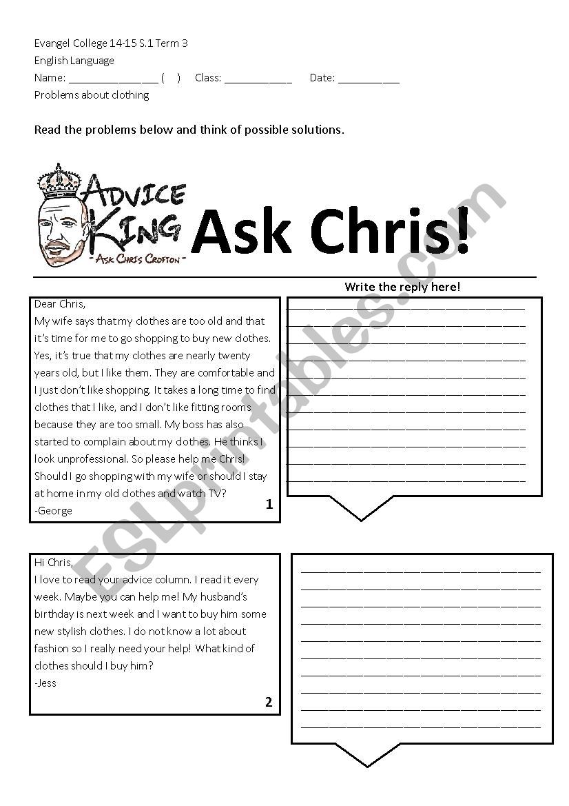 Style Advice Column worksheet