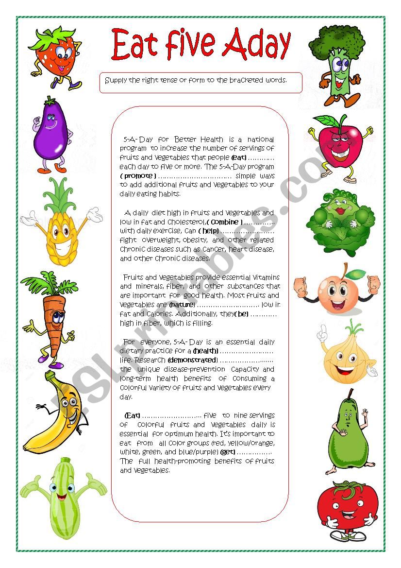Eat Five A Day worksheet