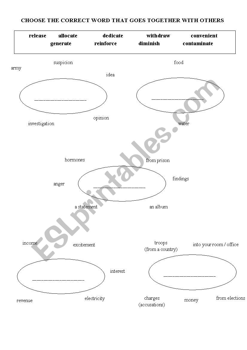 collocations vocabulary worksheet