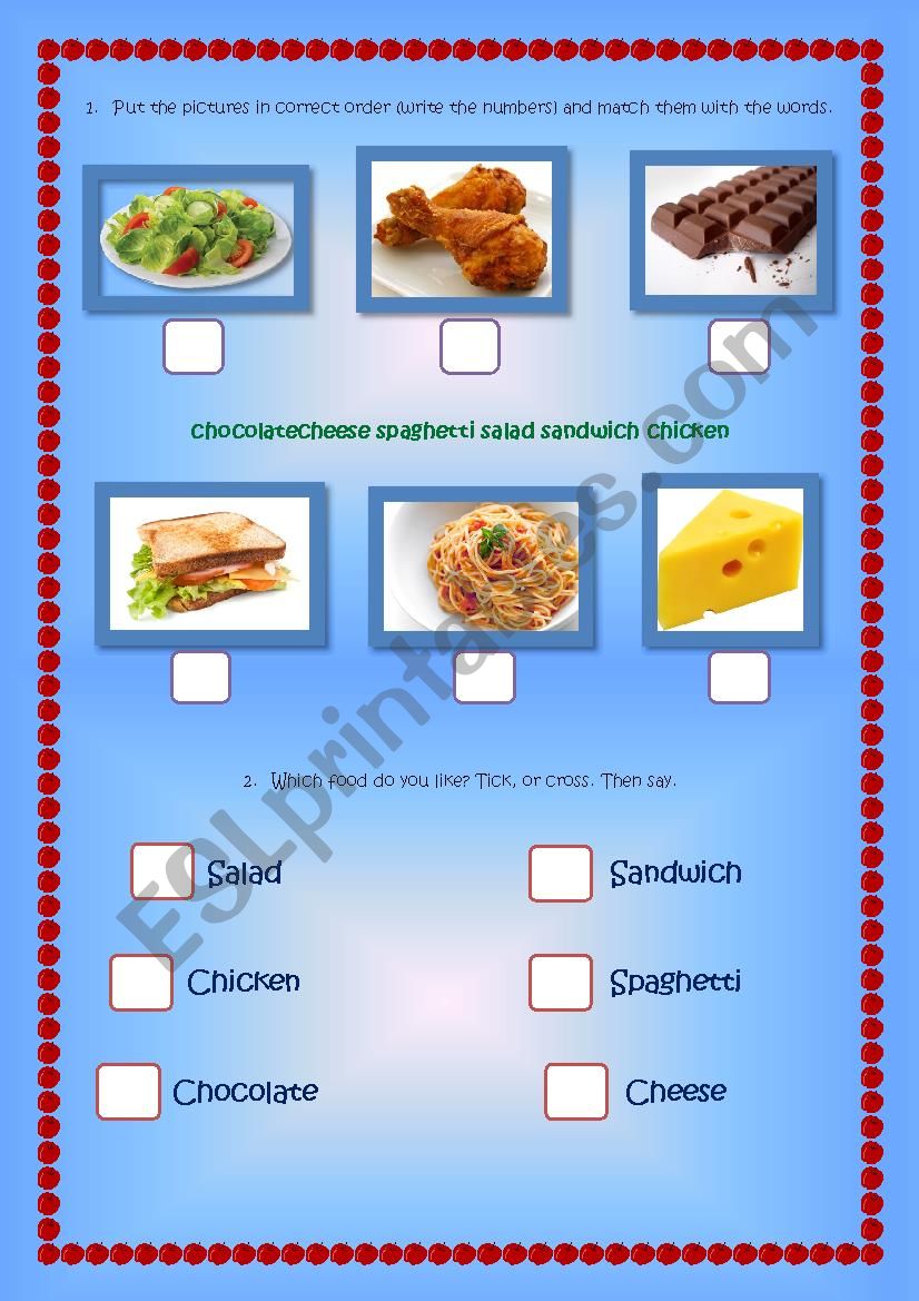 Do you like...? Food song worksheet 