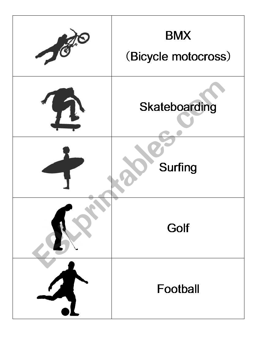 Sports word match worksheet