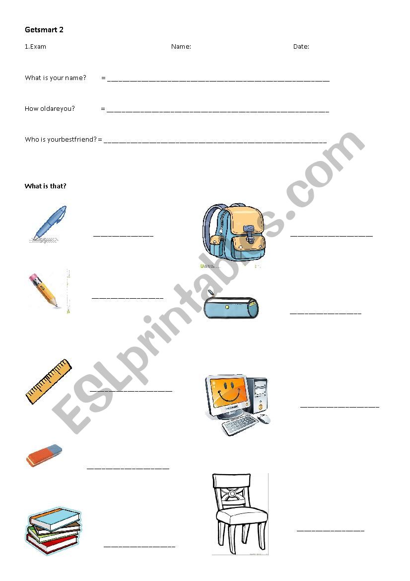 second class first exam worksheet