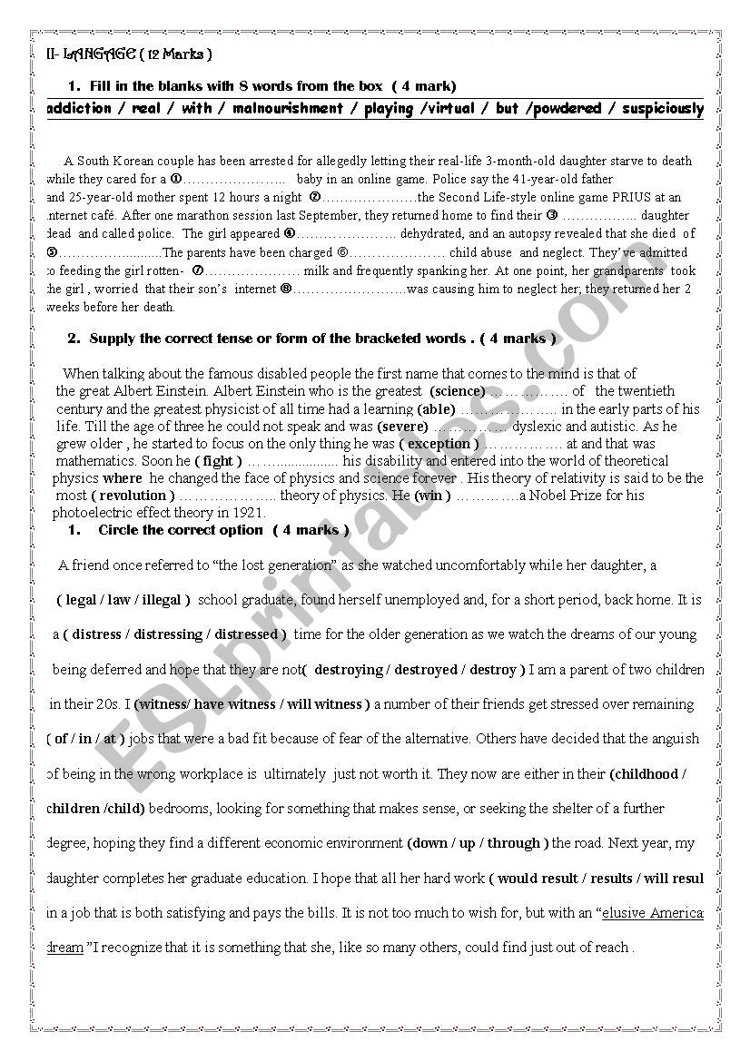 Mid Term Test NÂ°2  worksheet