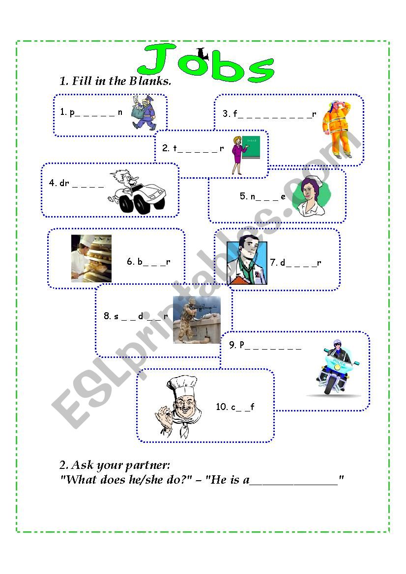 Jobs worksheet