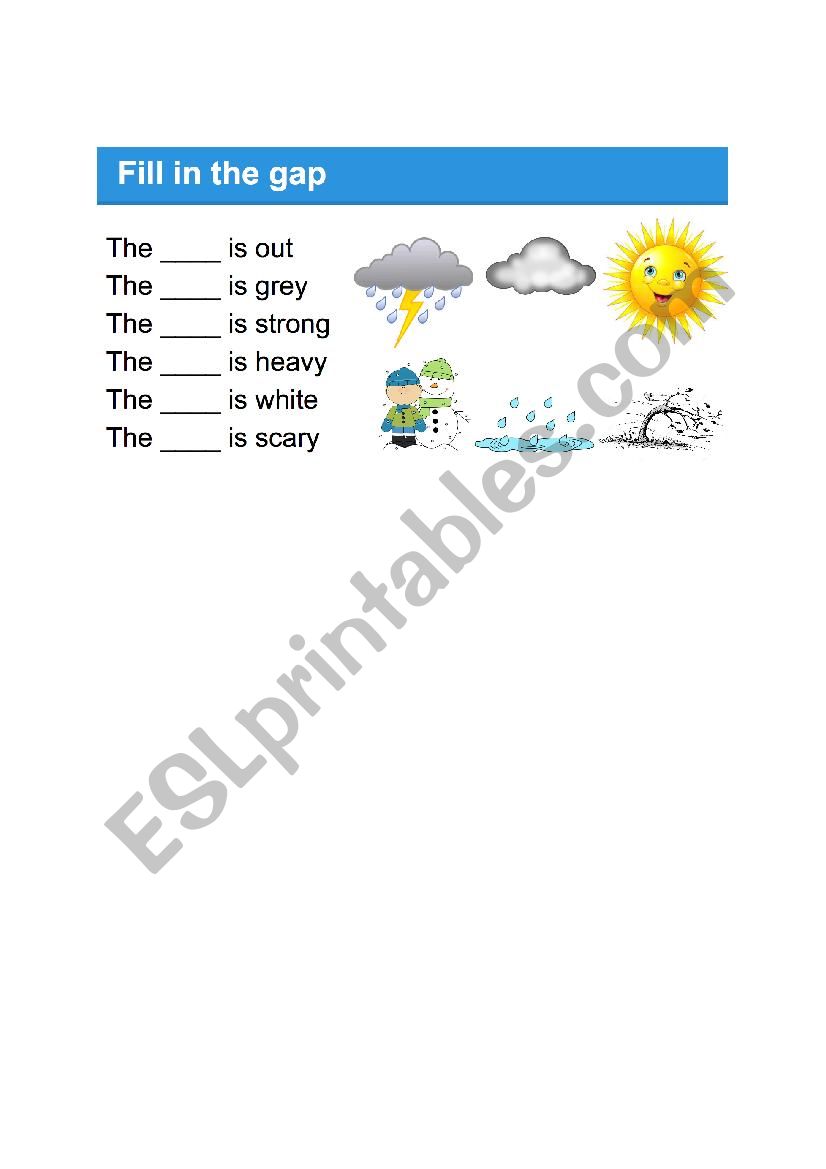 Weather Gap Fill worksheet