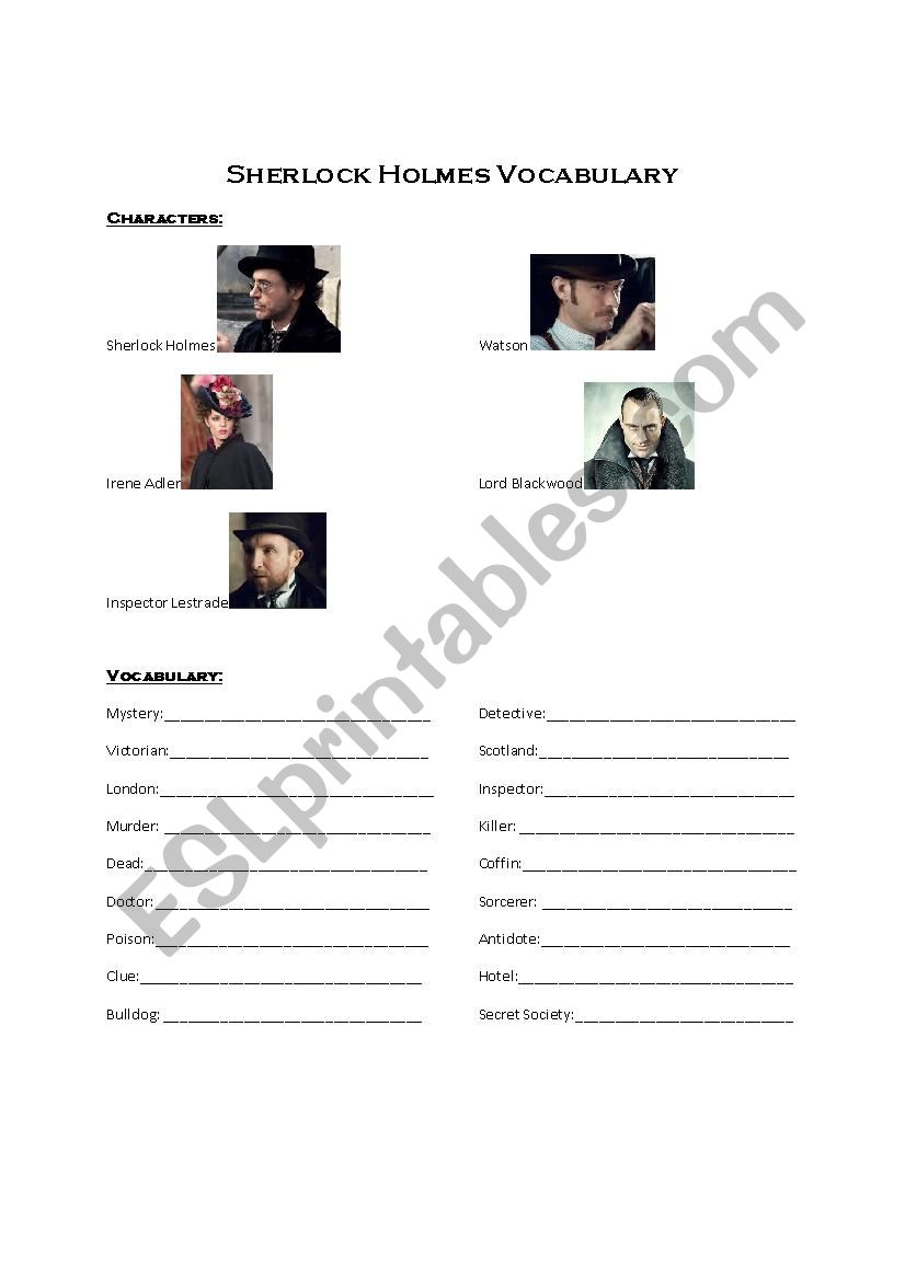 Sherlock Holmes Basic Vocabulary