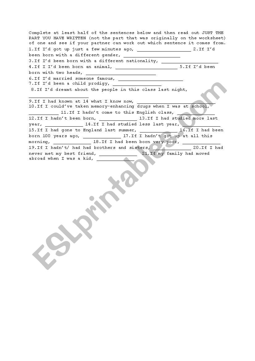 Third Conditional worksheet