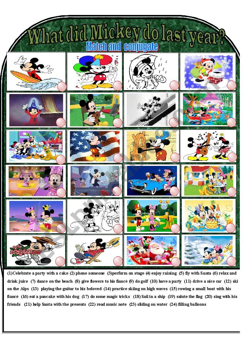 What did Mickey do last year? worksheet