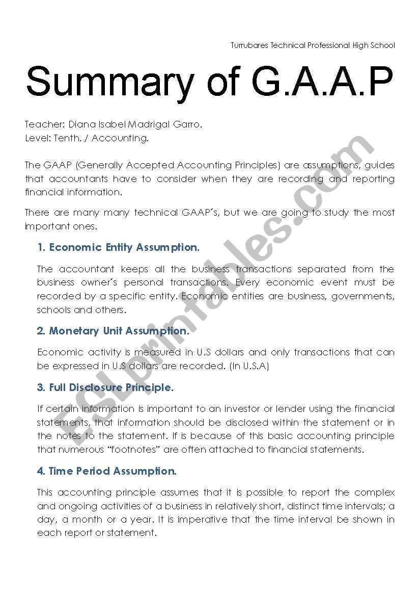 Accounting Principles worksheet