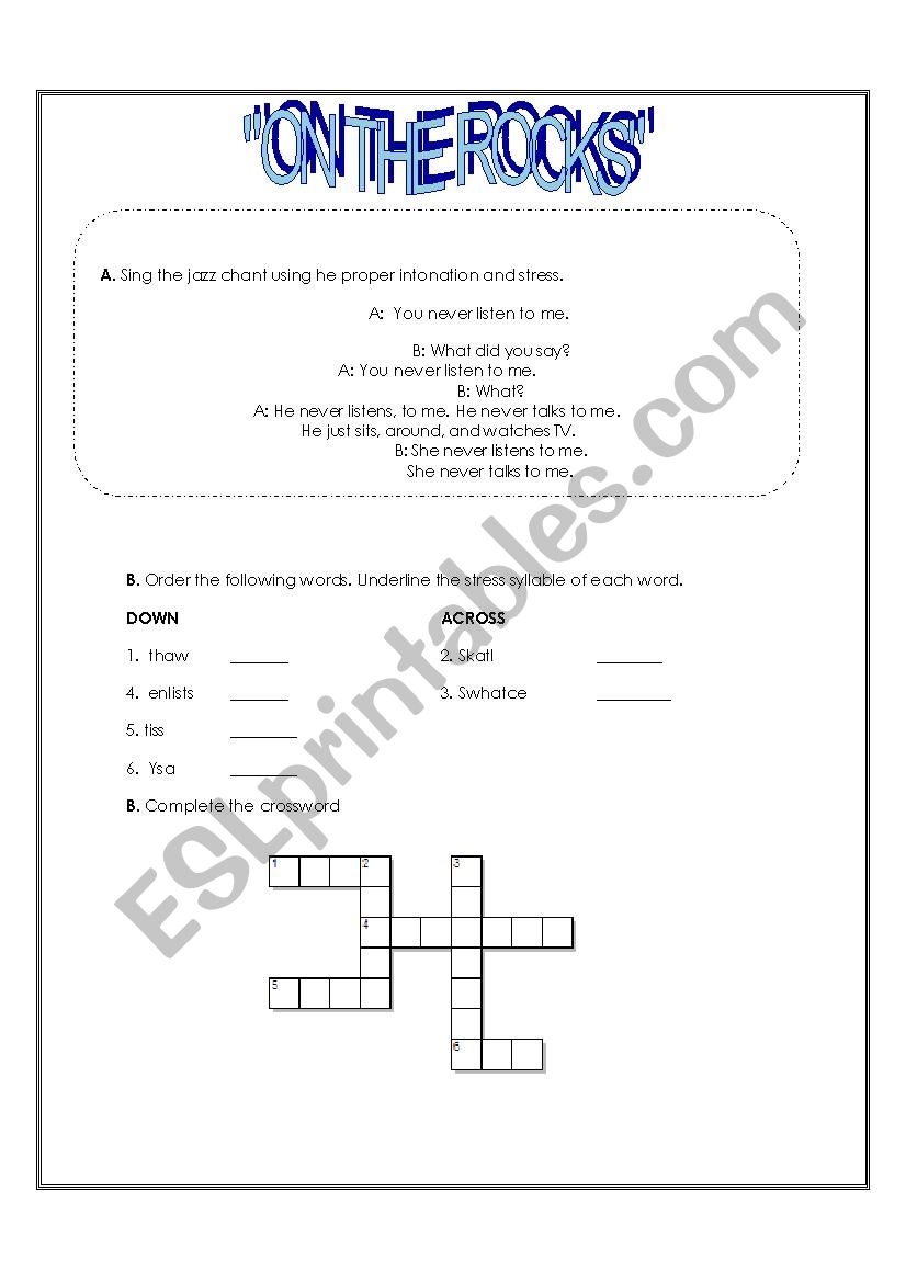 on the rocks worksheet