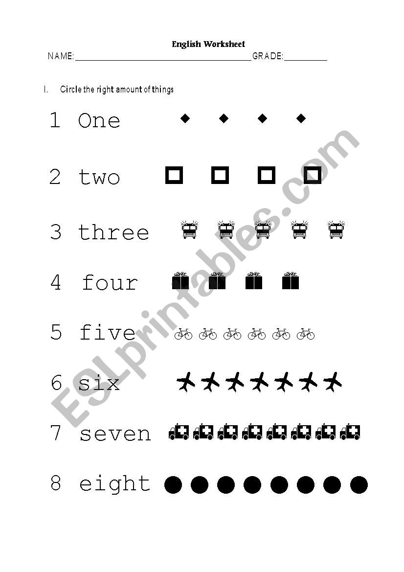 Numbers - colors - family members 